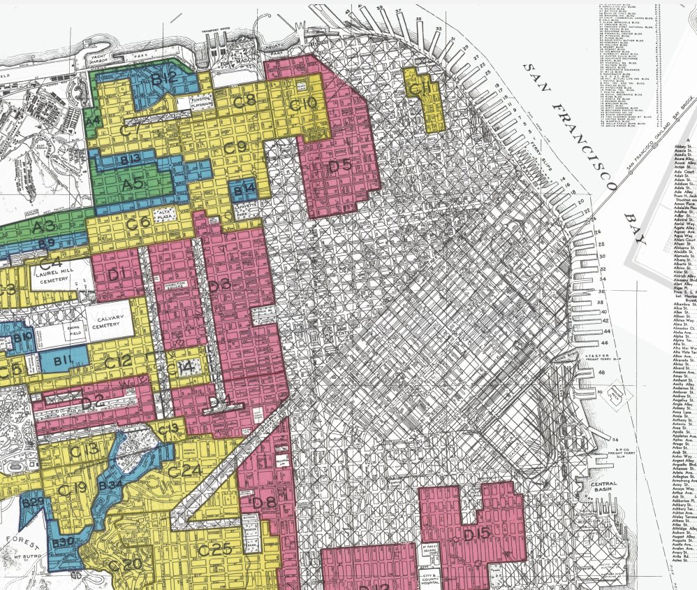 HOLC Redlining map of San Francisco